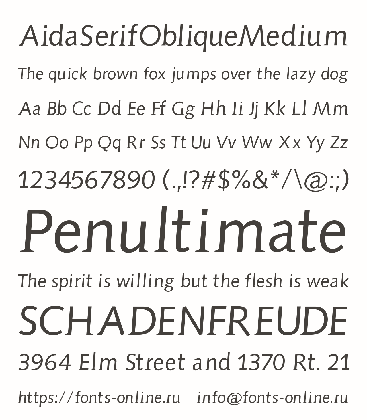 AidaSerifObliqueMedium Free Font Download
