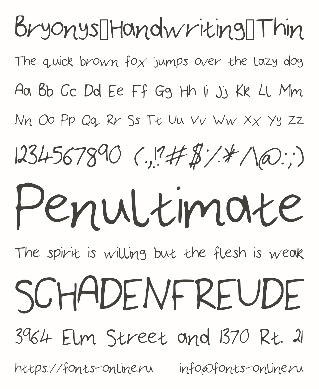 Bryonys_Handwriting_Thin Free Font Download